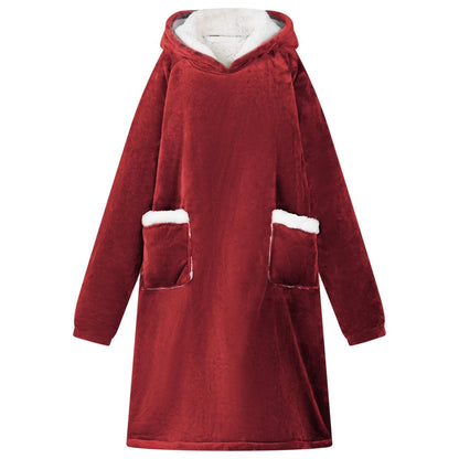 Blanket Hoodie Bordeaux Red L Fleece and Flannel