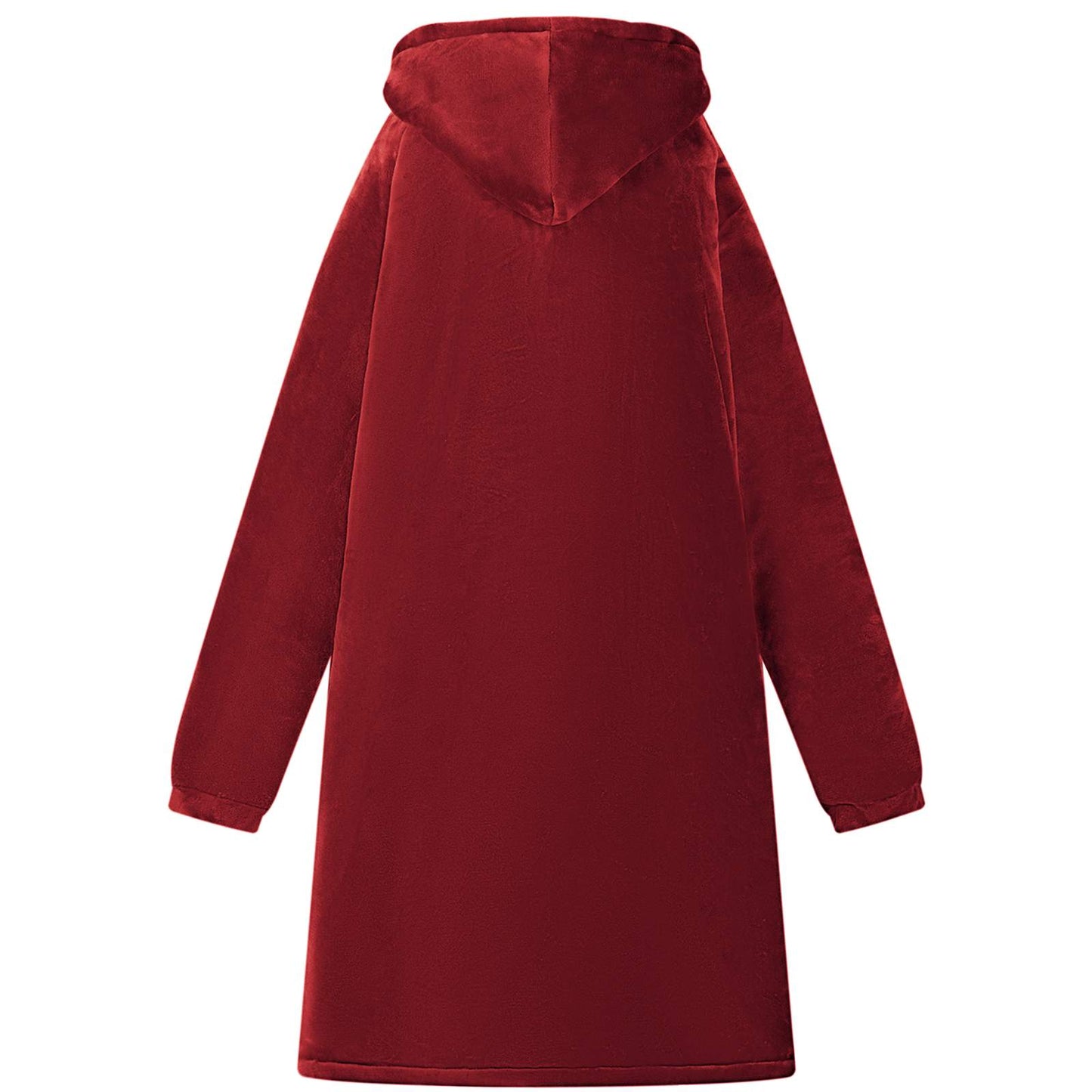Blanket Hoodie Bordeaux Red L Fleece and Flannel