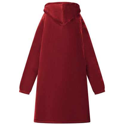 Blanket Hoodie Bordeaux Red L Fleece and Flannel