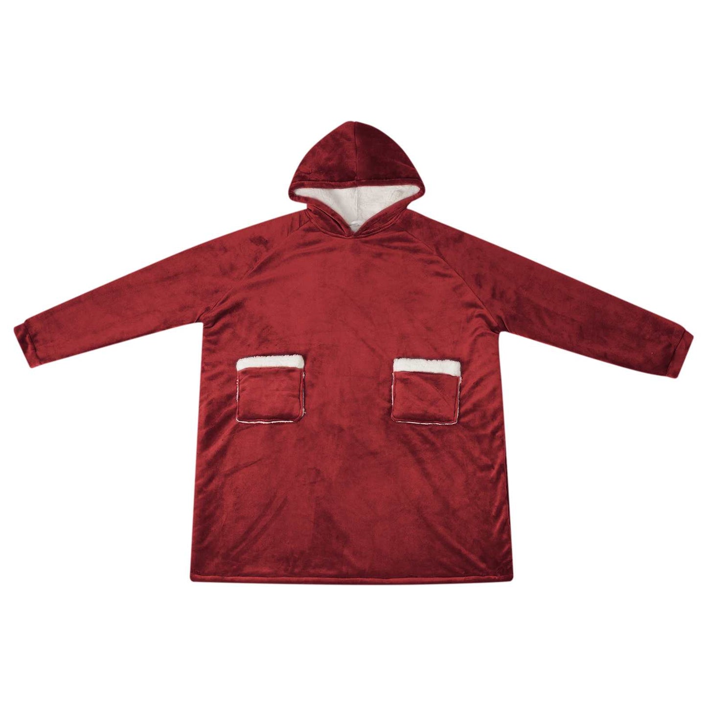 Blanket Hoodie Bordeaux Red L Fleece and Flannel