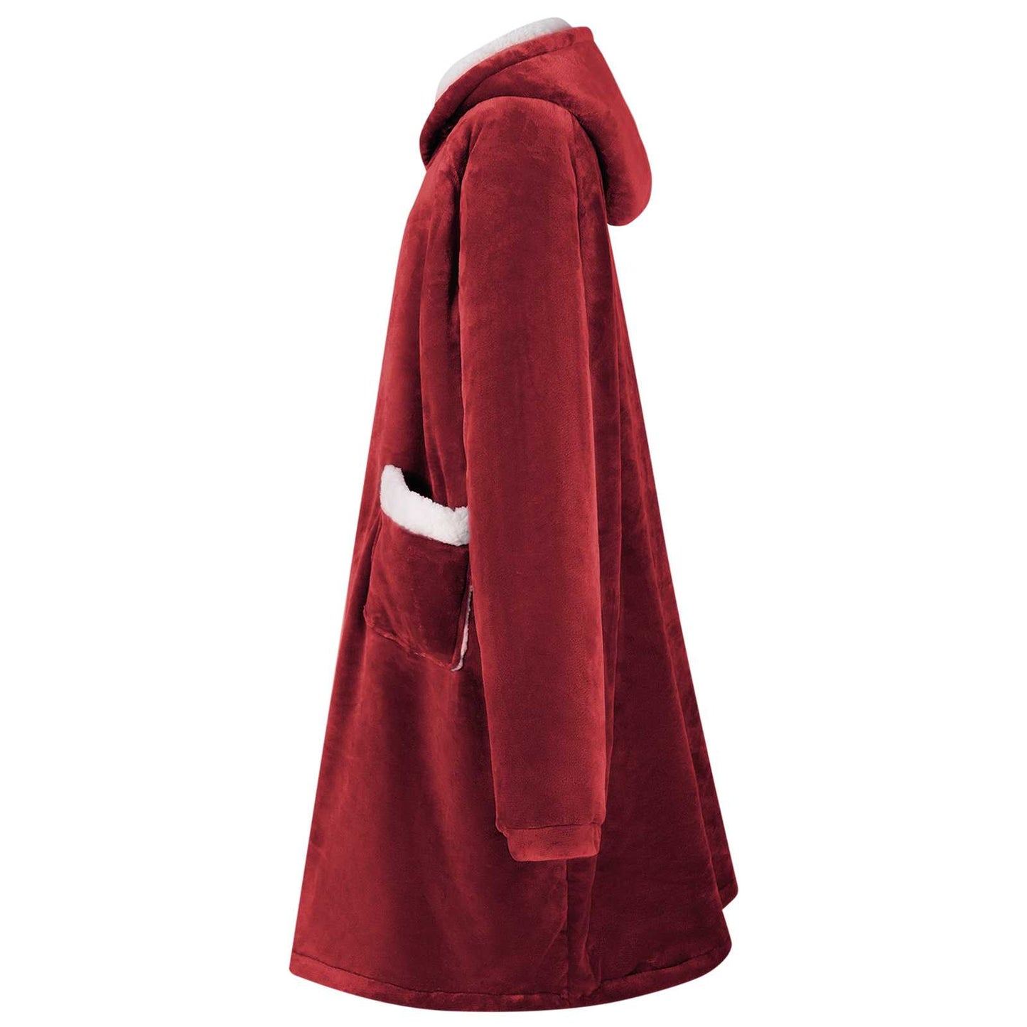 Blanket Hoodie Bordeaux Red L Fleece and Flannel