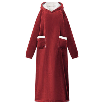 Blanket Hoodie Bordeaux Red M Fleece and Flannel