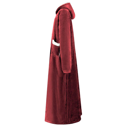 Blanket Hoodie Bordeaux Red M Fleece and Flannel