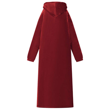 Blanket Hoodie Bordeaux Red XL Fleece and Flannel