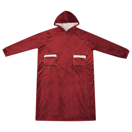 Blanket Hoodie Bordeaux Red XL Fleece and Flannel