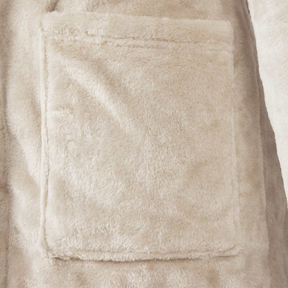 Bathrobe Hoodie Beige M Flannel