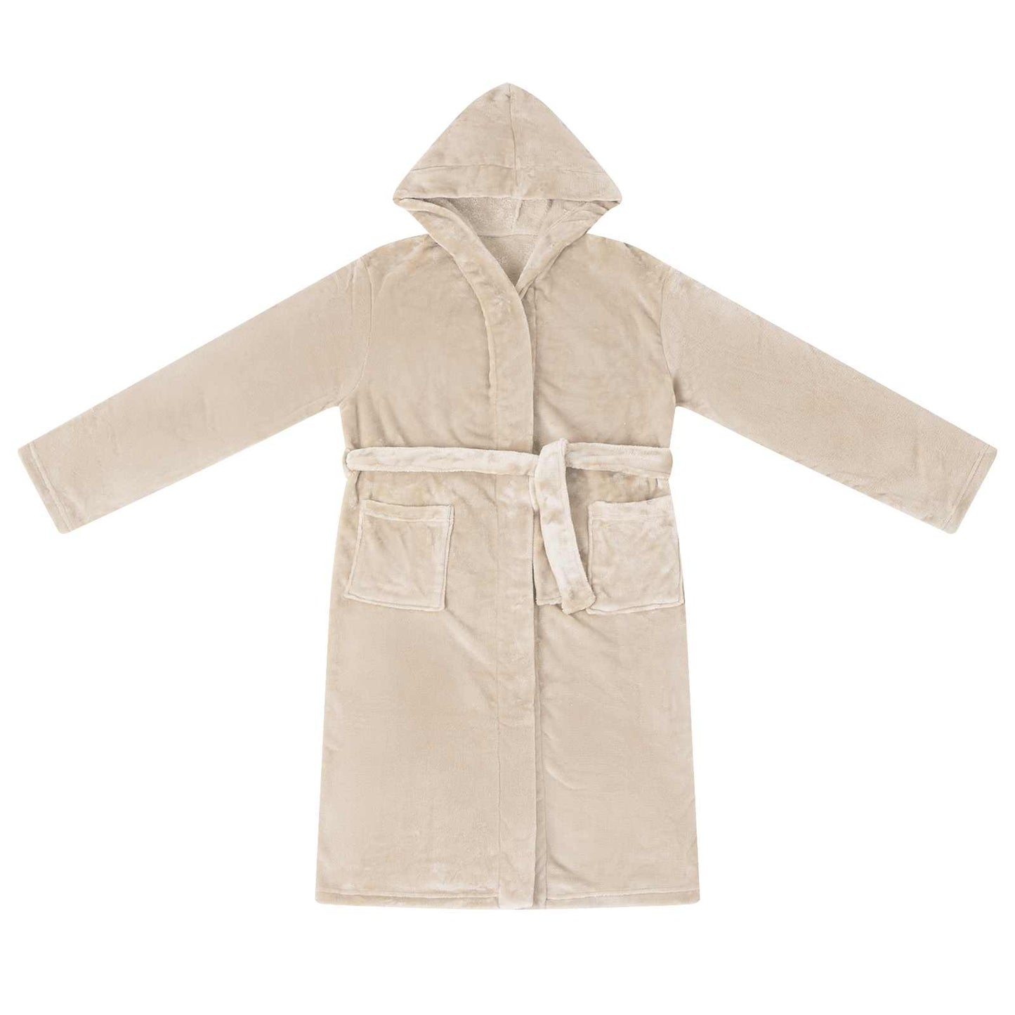 Bathrobe Hoodie Beige M Flannel