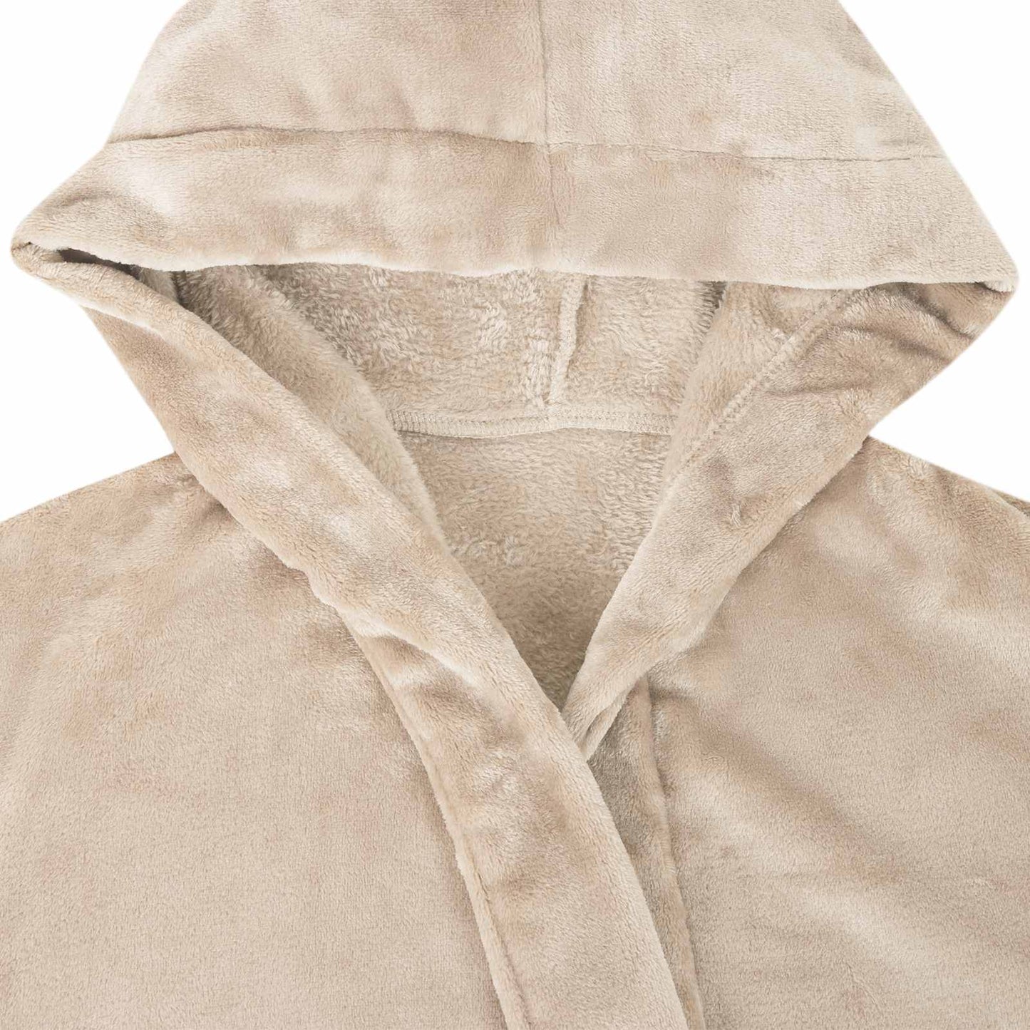 Bathrobe Hoodie Beige L Flannel