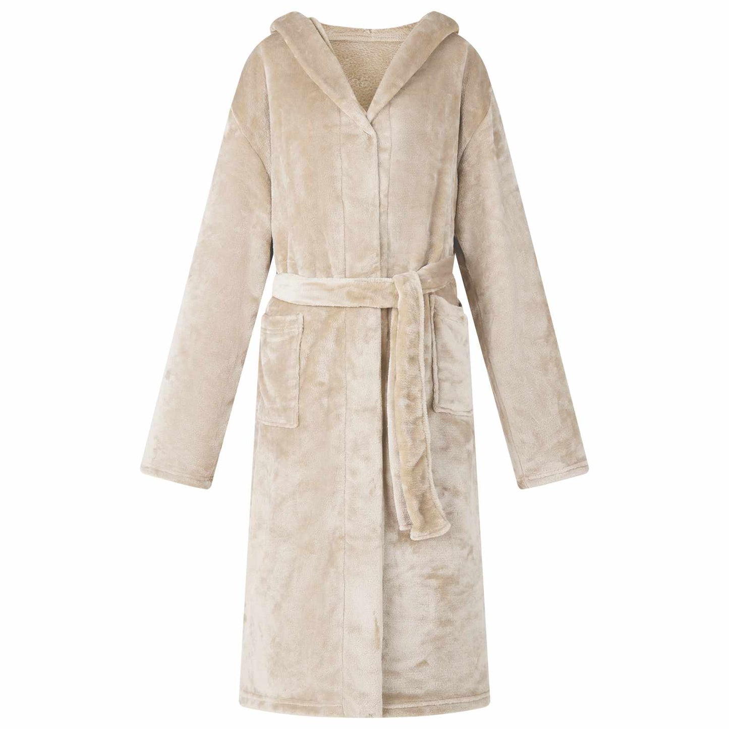 Bathrobe Hoodie Beige XL Flannel