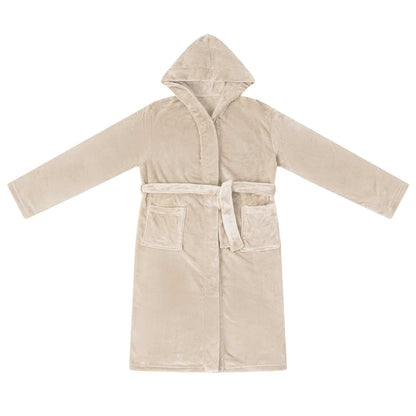 Bathrobe Hoodie Beige XL Flannel