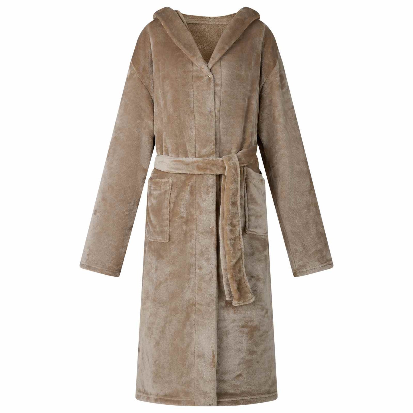 Bathrobe Hoodie Camel M Flannel