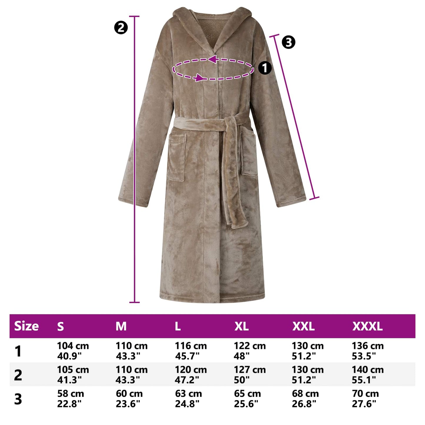 Bathrobe Hoodie Camel L Flannel