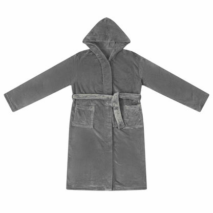 Bathrobe Hoodie Dark Grey L Flannel