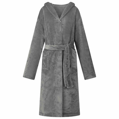 Bathrobe Hoodie Dark Grey XXL Flannel