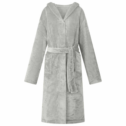 Bathrobe Hoodie Grey XL Flannel