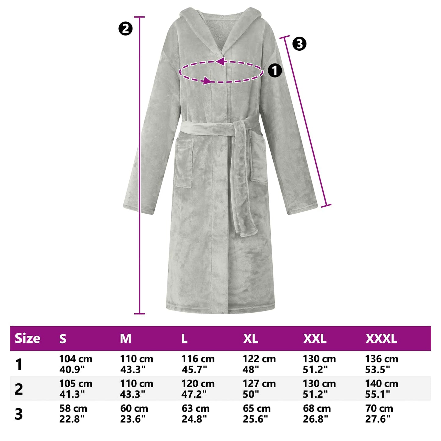 Bathrobe Hoodie Grey XXL Flannel