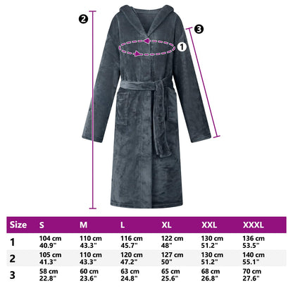 Bathrobe Hoodie Navy Blue M Flannel
