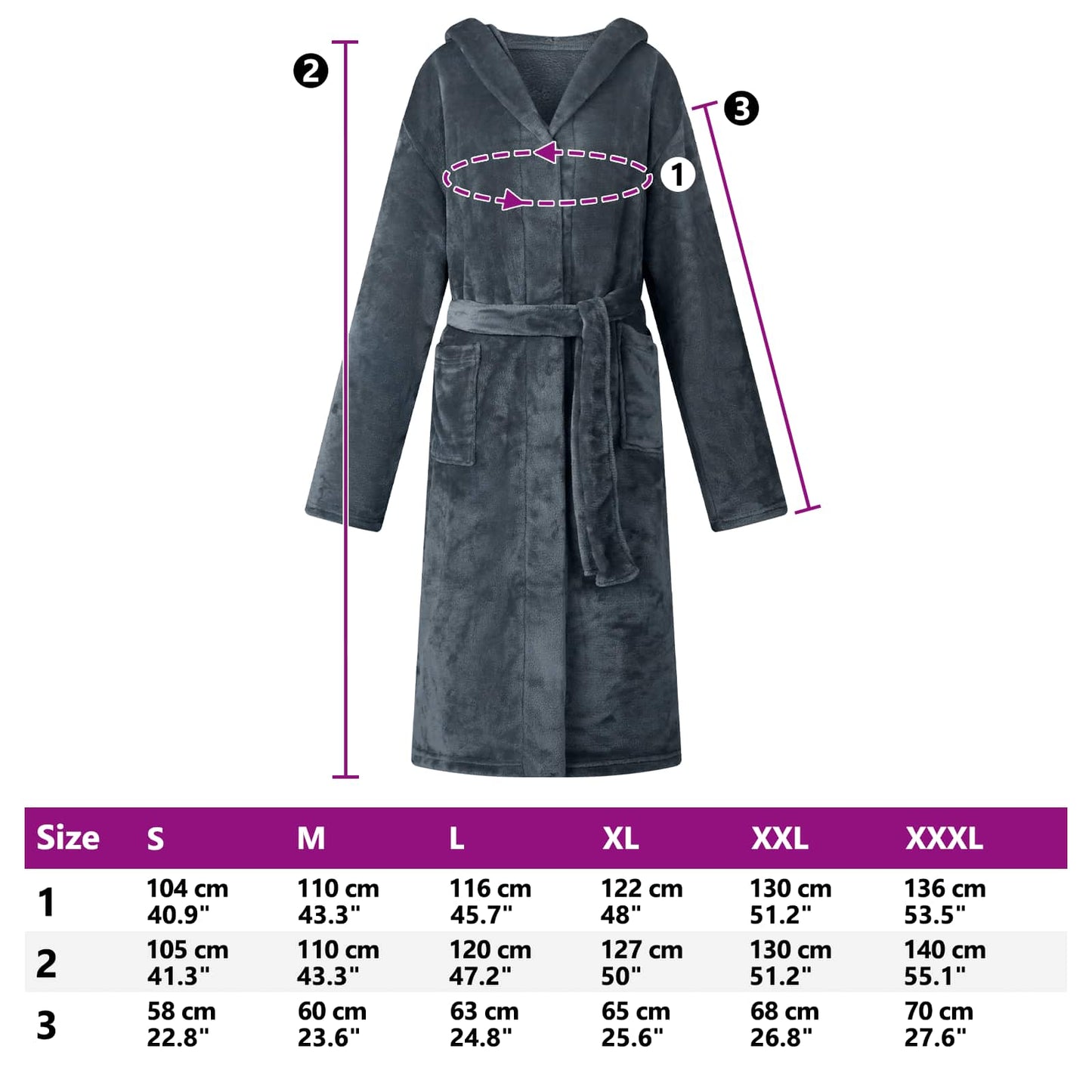 Bathrobe Hoodie Navy Blue XXXL Flannel