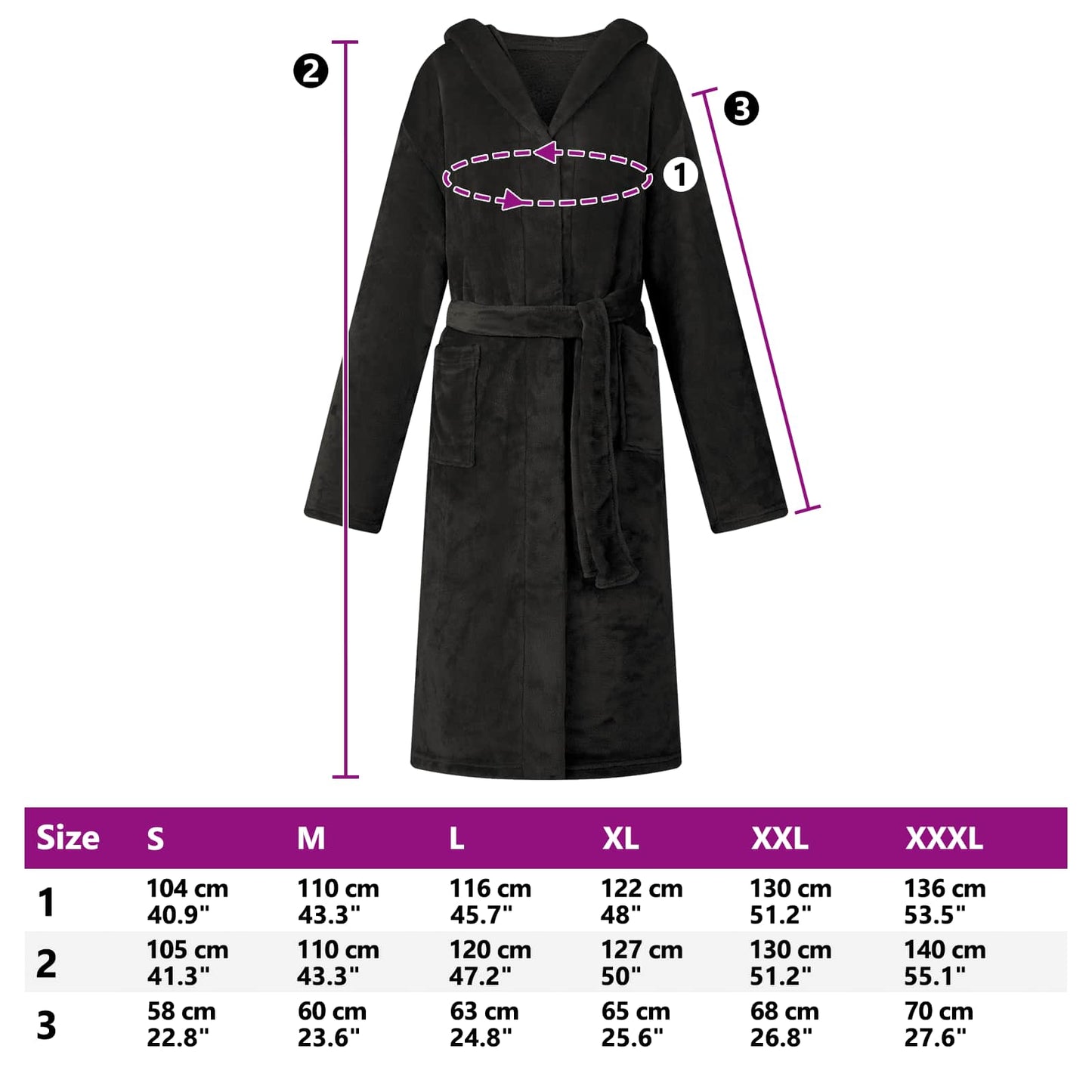 Bathrobe Hoodie Black M Flannel