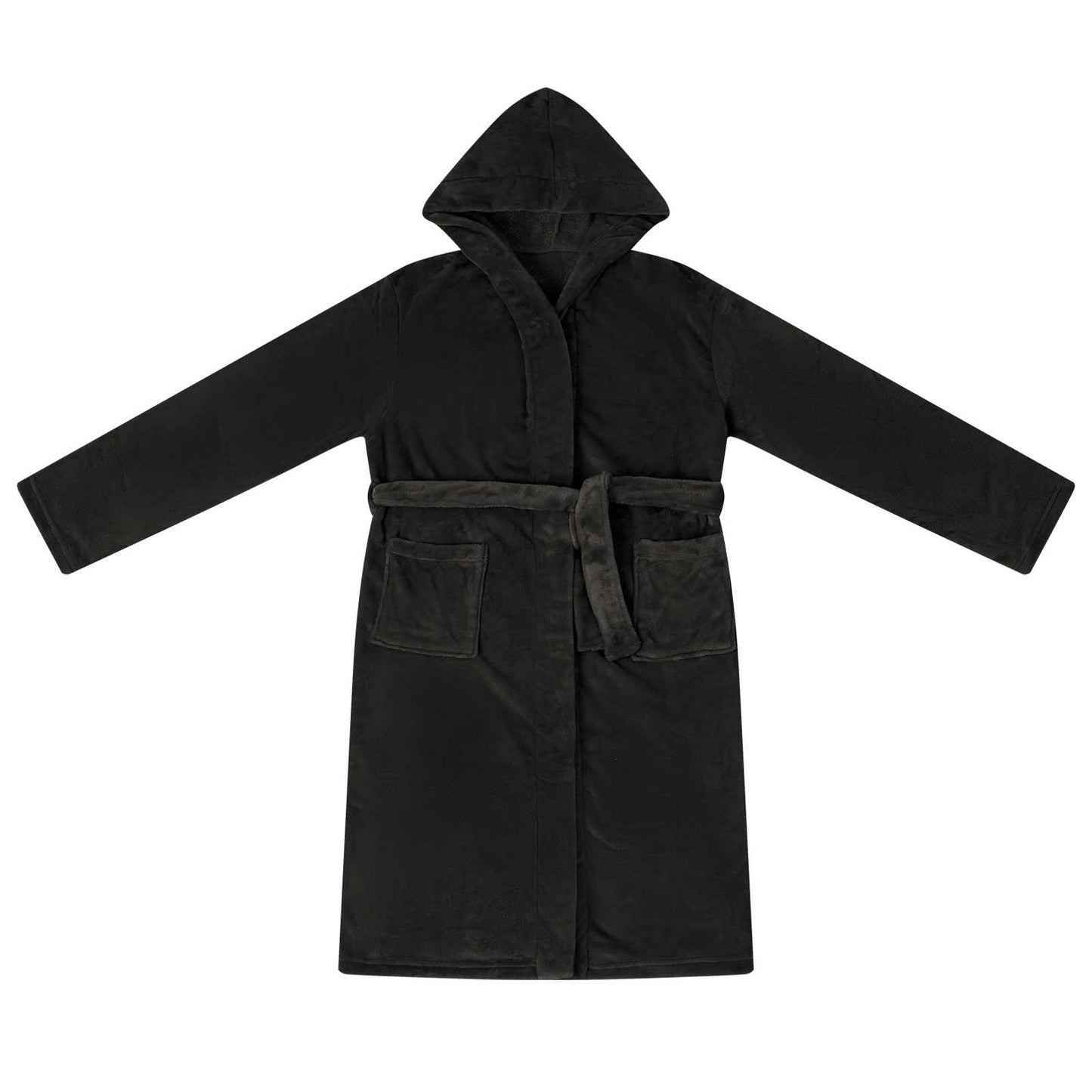 Bathrobe Hoodie Black L Flannel