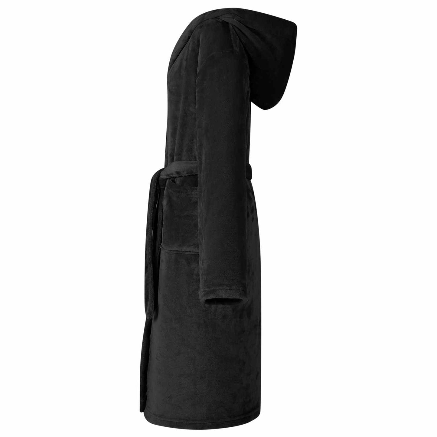 Bathrobe Hoodie Black L Flannel