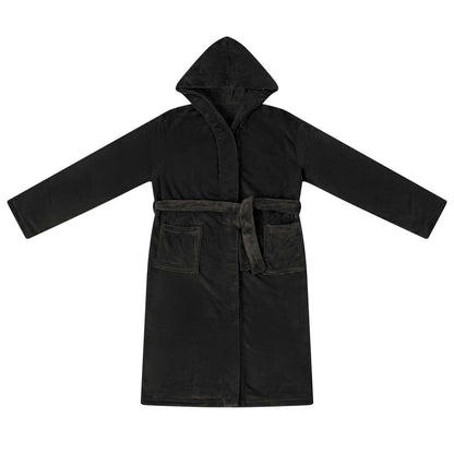 Bathrobe Hoodie Black XL Flannel