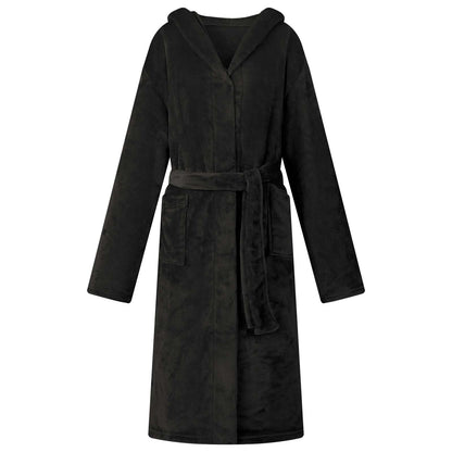 Bathrobe Hoodie Black XXXL Flannel