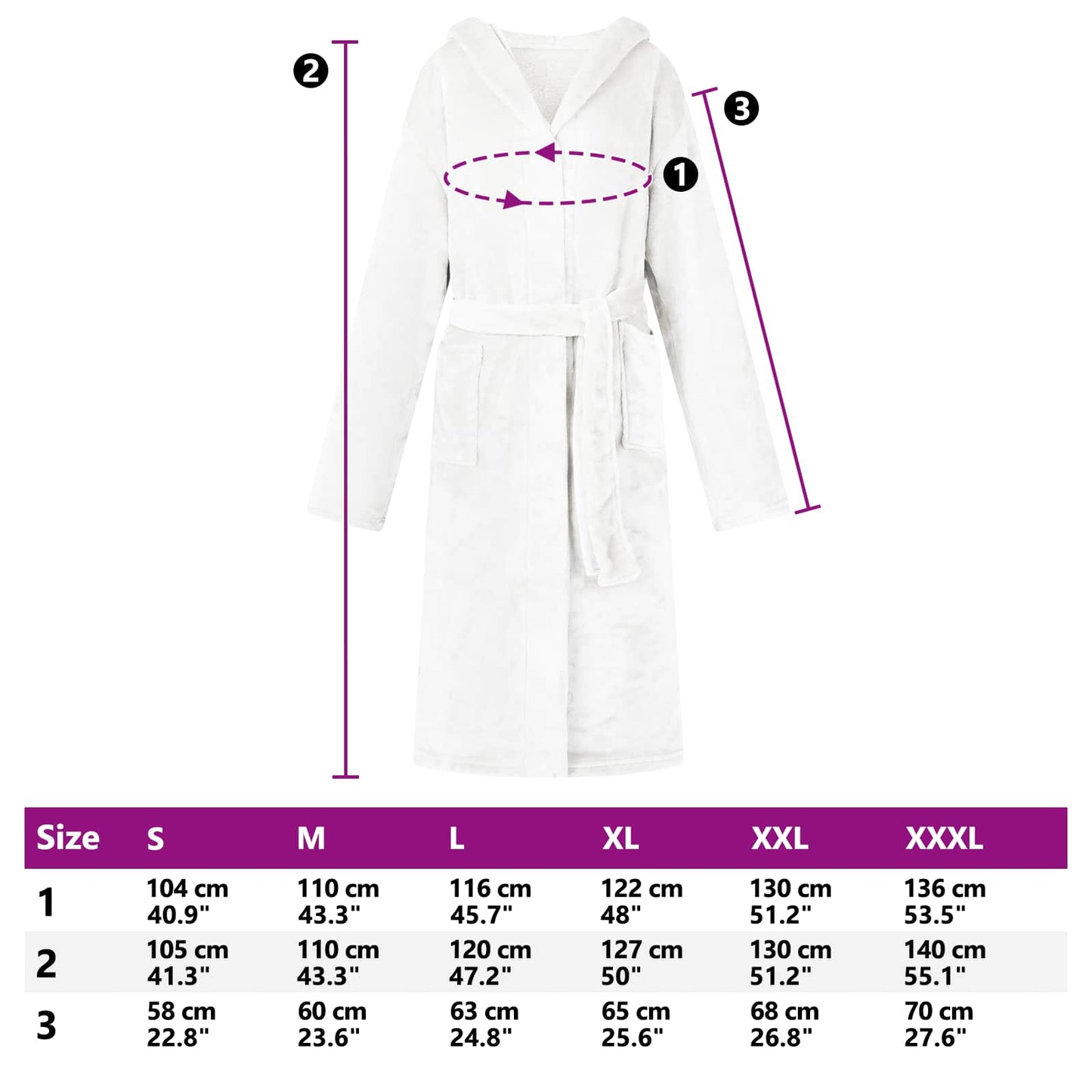 Bathrobe Hoodie White M Flannel