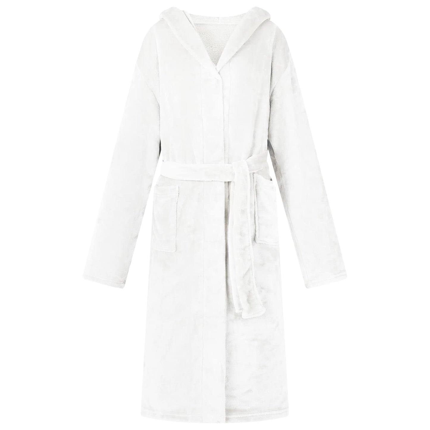 Bathrobe Hoodie White L Flannel