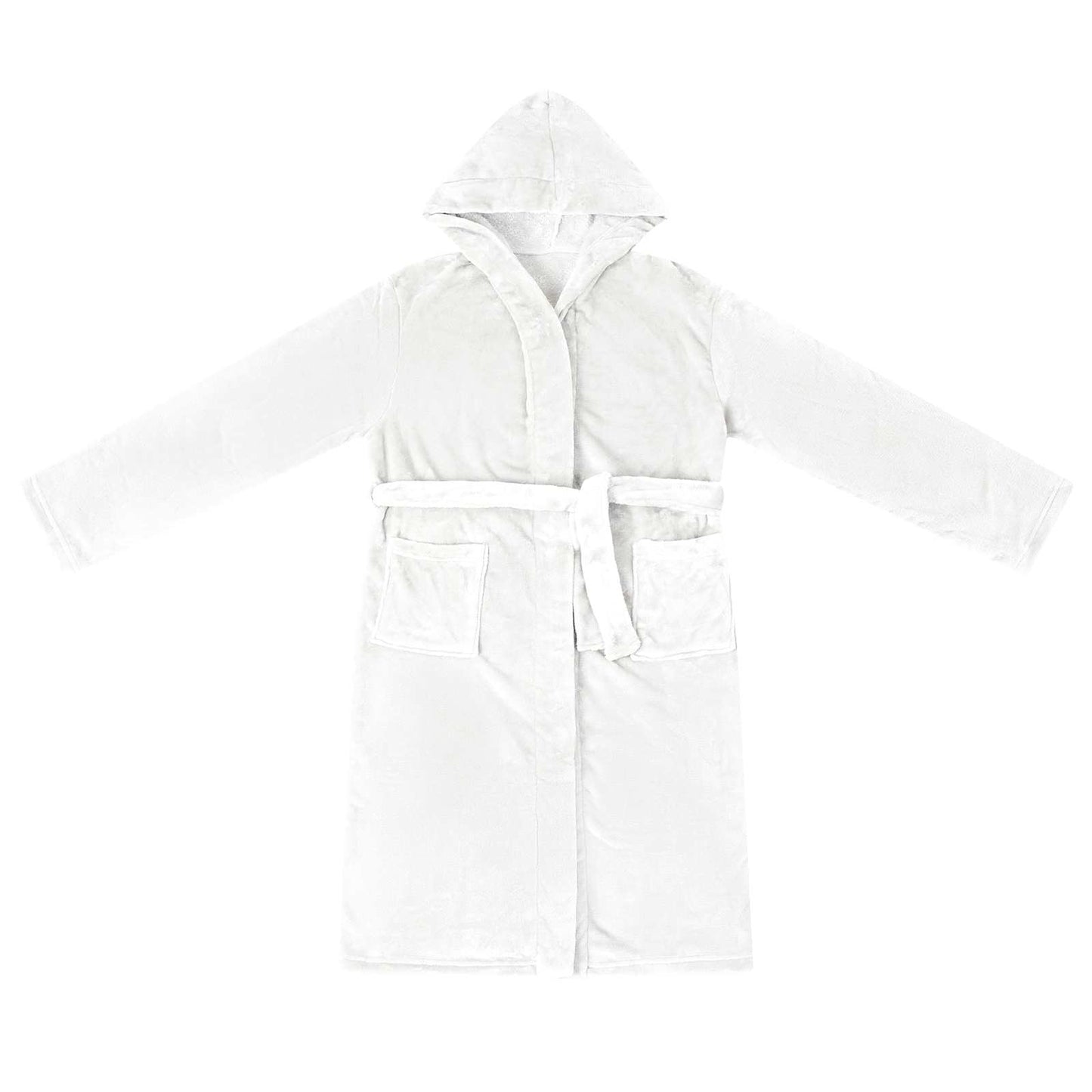 Bathrobe Hoodie White L Flannel