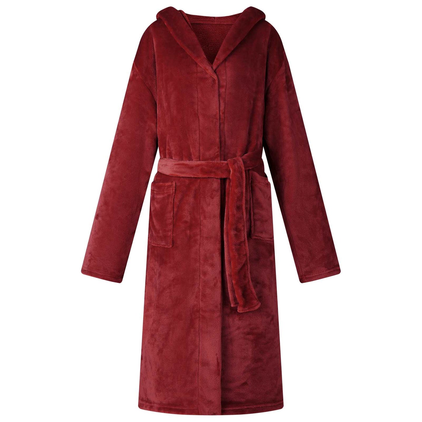 Bathrobe Hoodie Bordeaux Red S Flannel