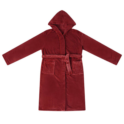 Bathrobe Hoodie Bordeaux Red S Flannel