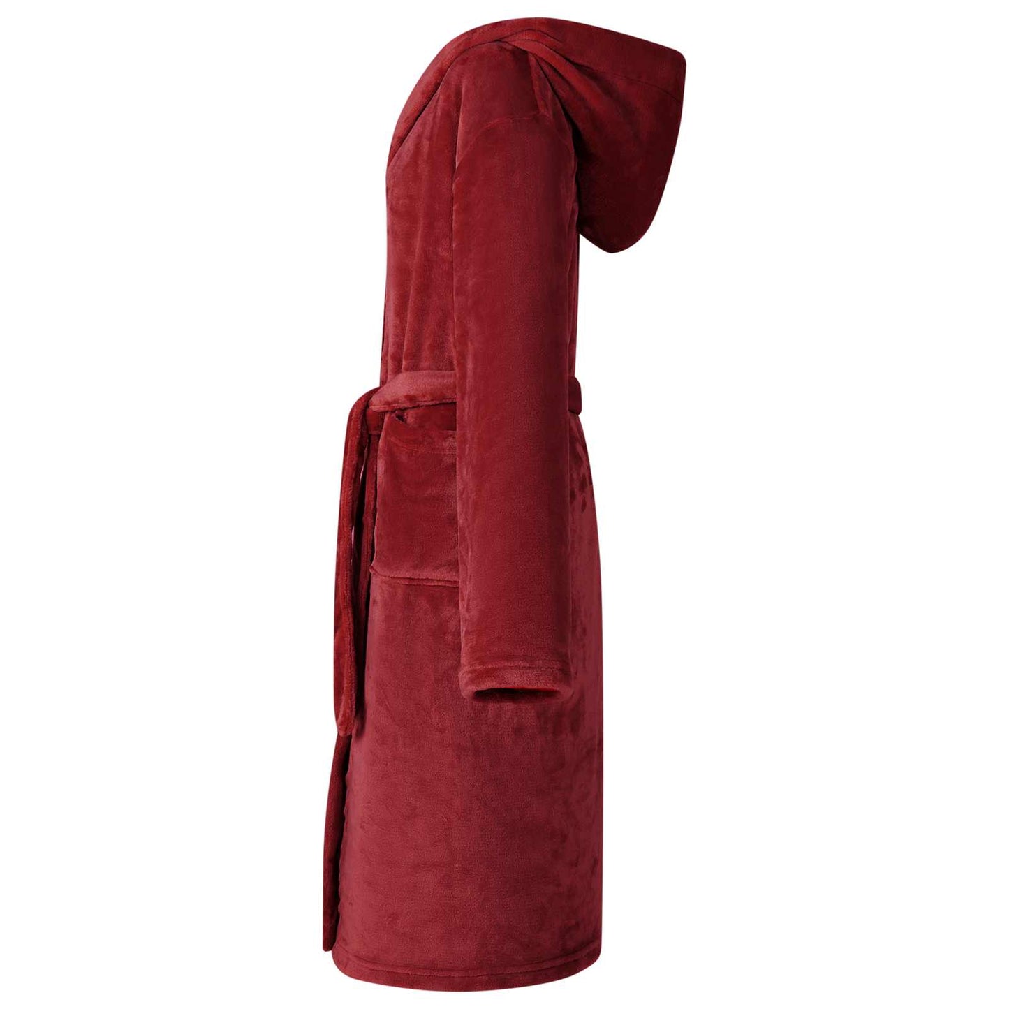 Bathrobe Hoodie Bordeaux Red L Flannel
