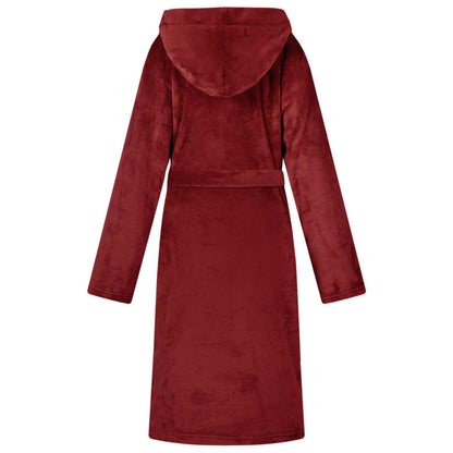 Bathrobe Hoodie Bordeaux Red XL Flannel