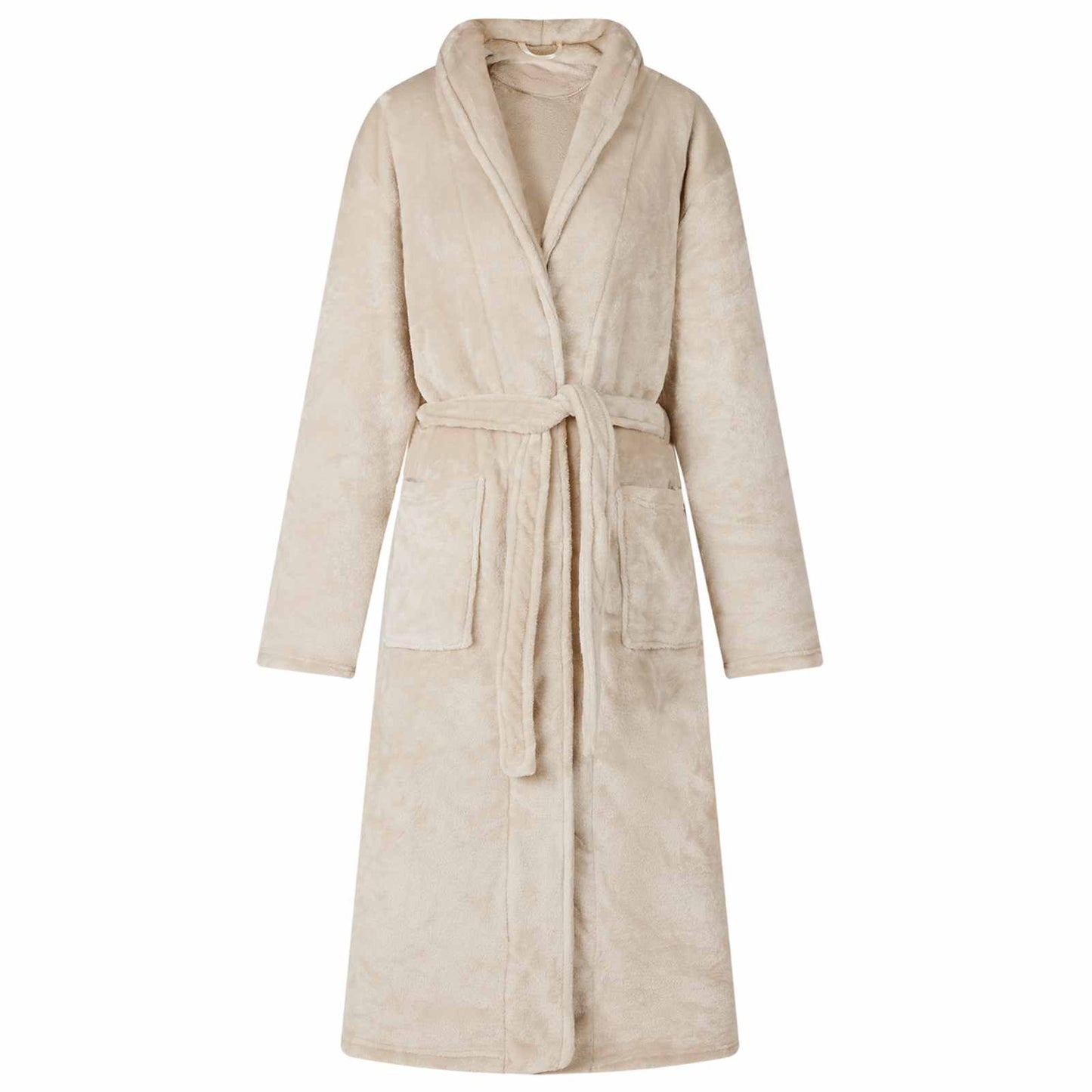 Bathrobe without Hood Beige L Flannel