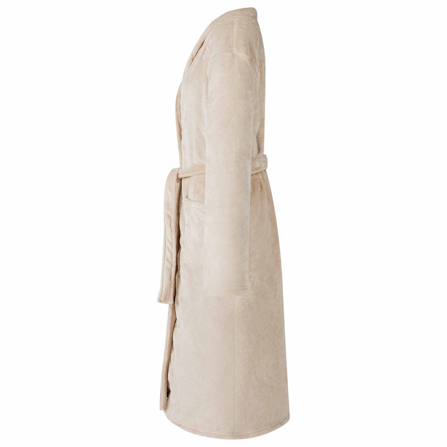 Bathrobe without Hood Beige XXXL Flannel