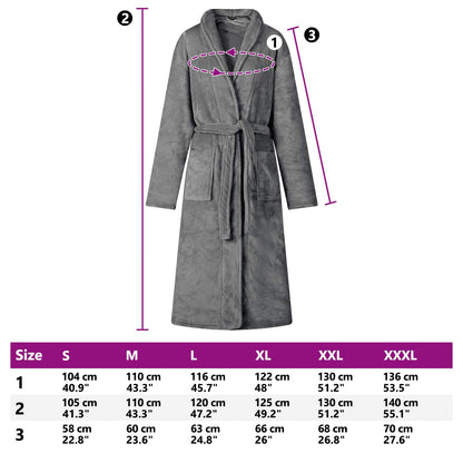 Bathrobe without Hood Dark Grey L Flannel