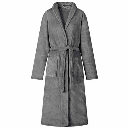 Bathrobe without Hood Dark Grey XL Flannel