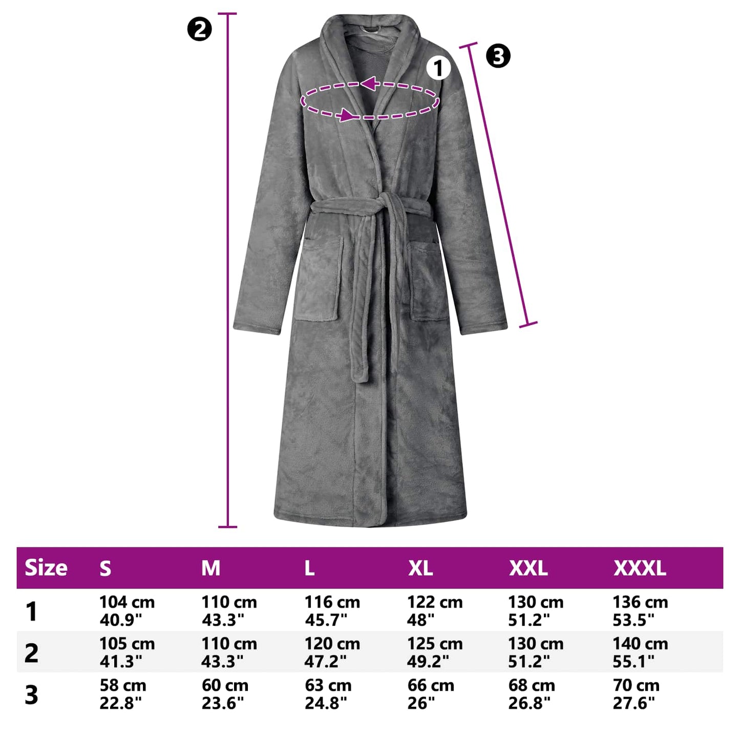 Bathrobe without Hood Dark Grey XXL Flannel