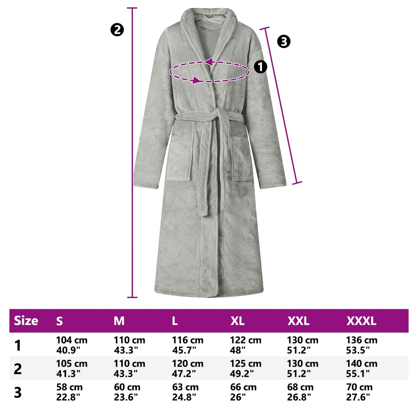 Bathrobe without Hood Grey S Flannel