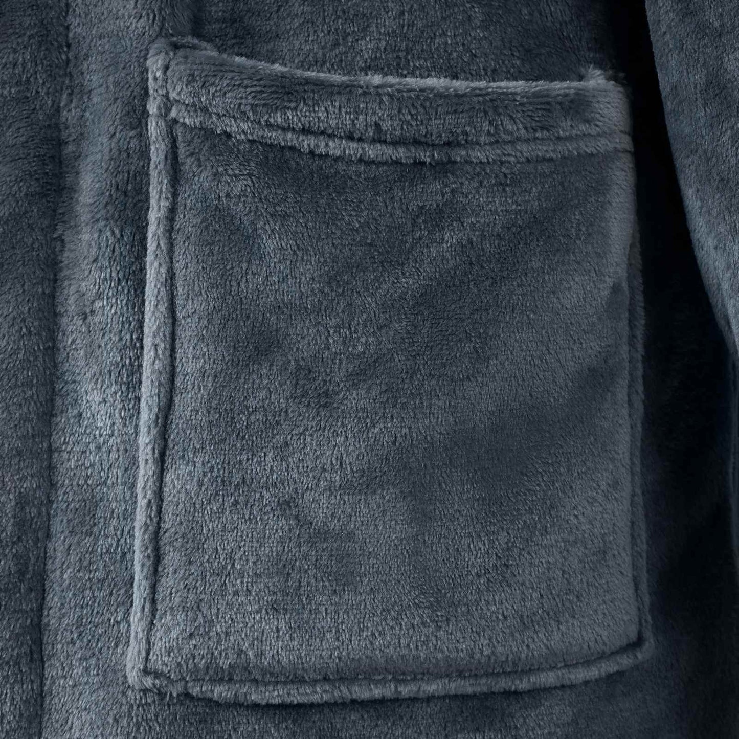 Bathrobe without Hood Navy Blue S Flannel