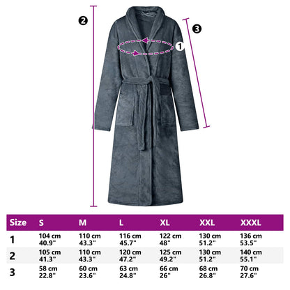 Bathrobe without Hood Navy Blue M Flannel
