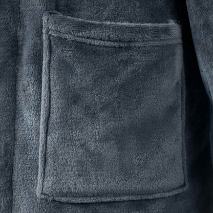 Bathrobe without Hood Navy Blue XXL Flannel