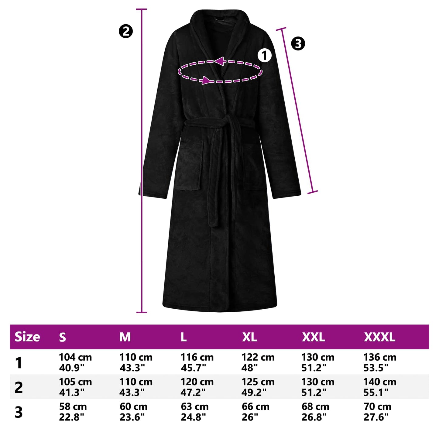 Bathrobe without Hood Black XL Flannel