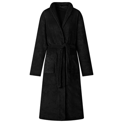 Bathrobe without Hood Black XXXL Flannel