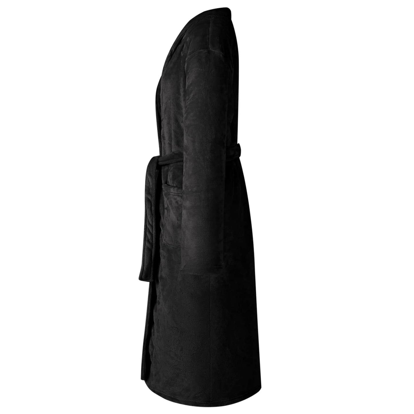 Bathrobe without Hood Black XXXL Flannel
