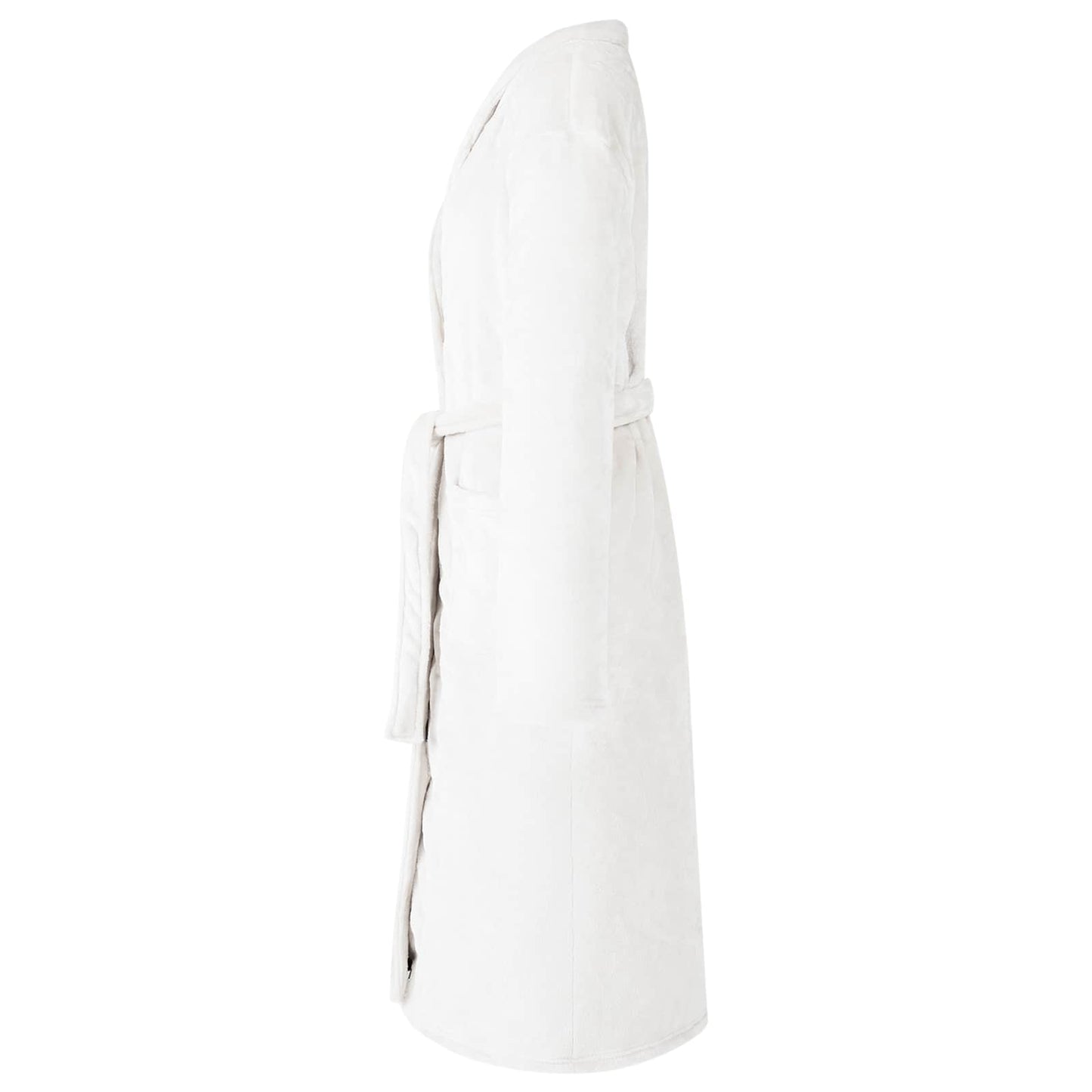 Bathrobe without Hood White L Flannel