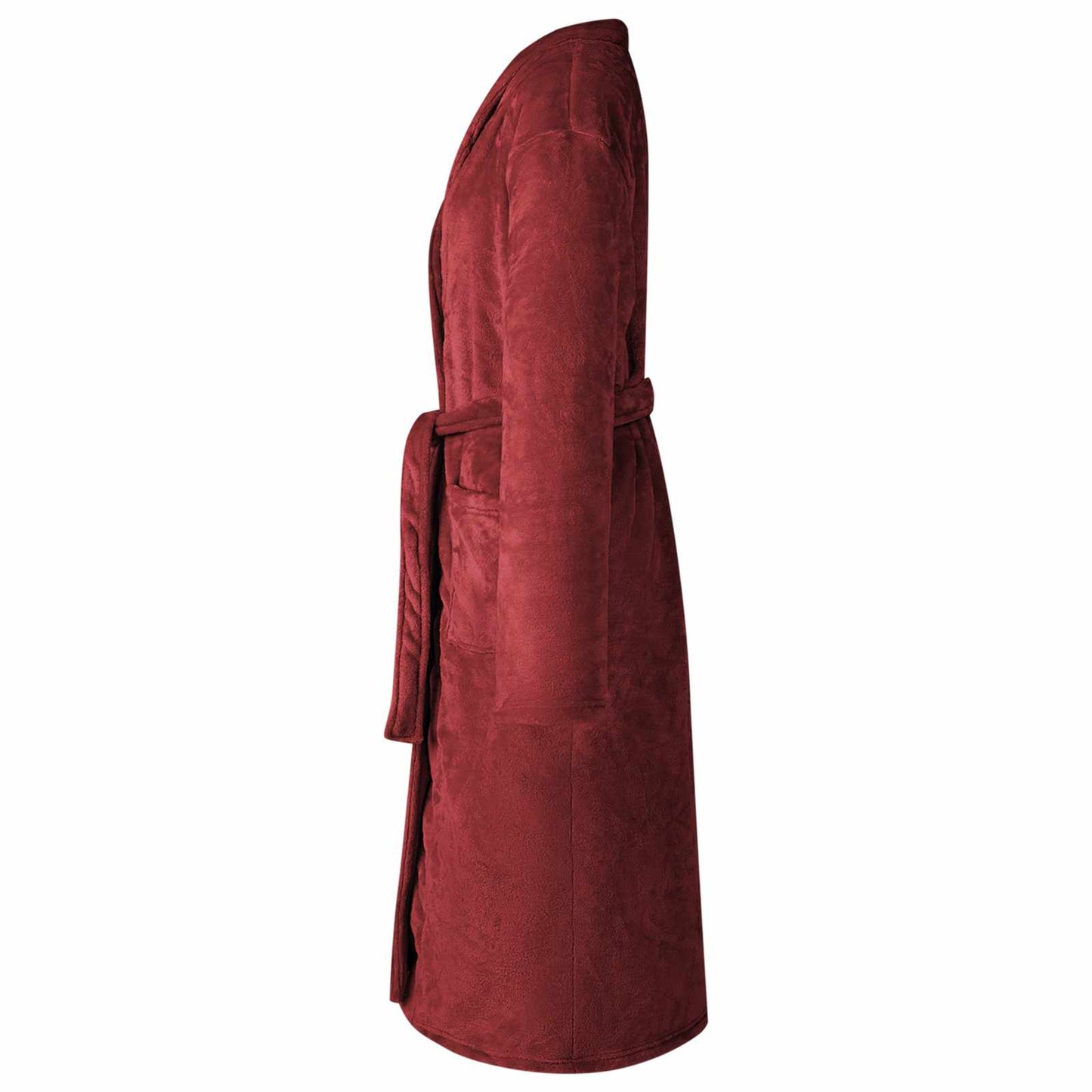 Bathrobe without Hood Bordeaux Red S Flannel