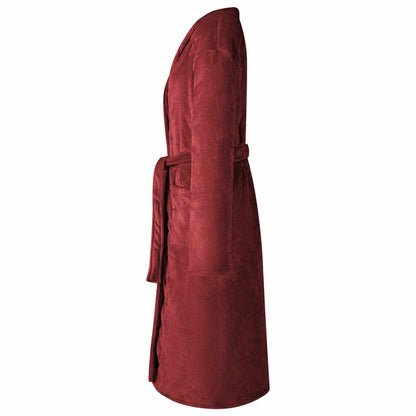 Bathrobe without Hood Bordeaux Red S Flannel