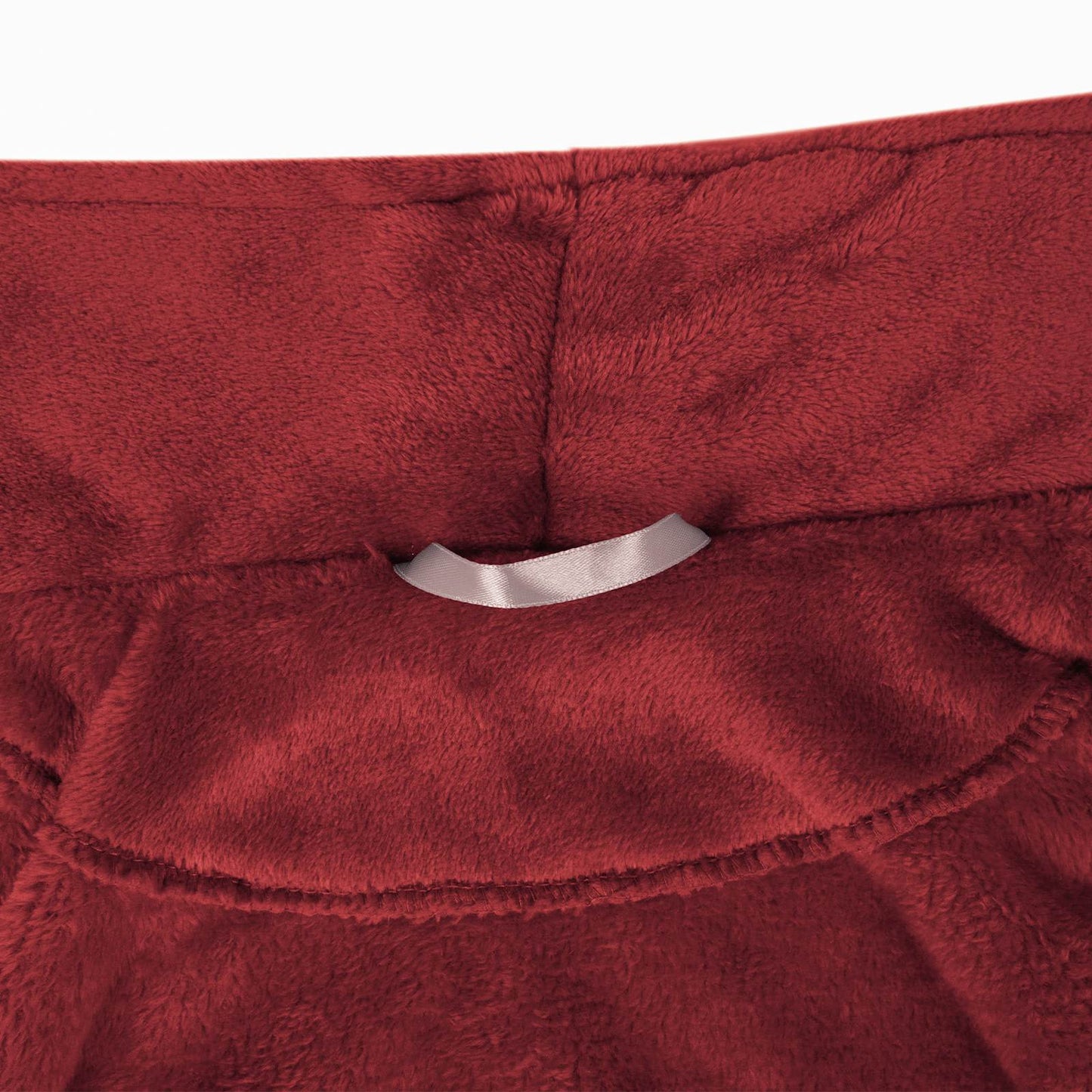 Bathrobe without Hood Bordeaux Red L Flannel